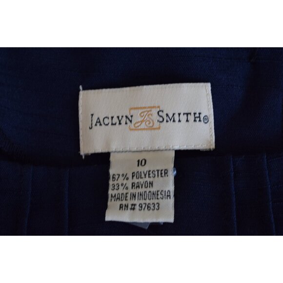 Vintage 90s Poly/Rayon‎ Navy Jaclyn Smith Blouse size 10 - Picture 8 of 10
